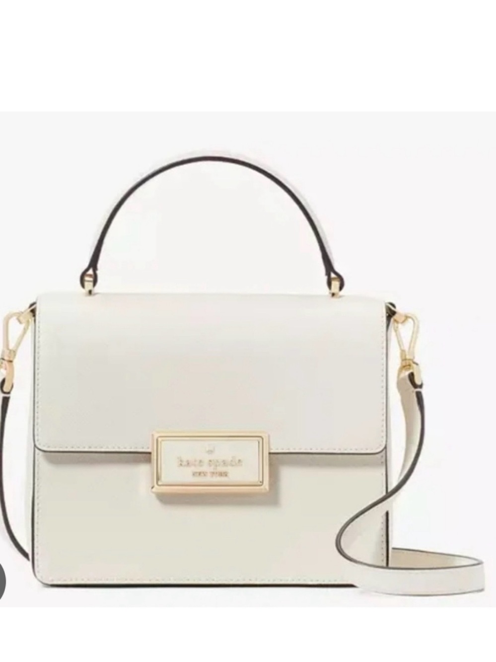 Kate Spade Reegan Cream Saffiano Leather Top handle Crossbody Tote - NWT